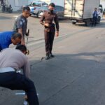 Polisi olah TKP kecelakaan beruntun 5 kendaraan di Jalan Raya Narogong, Kecamatan Cileungsi, Kabupaten Bogor, foto/dok polisi