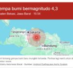 Gempa bumi magnitudo 4,3 terjadi di wilayah Bekasi, Jawa Barat. Foto/istimewa