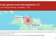 Gempa bumi magnitudo 4,3 terjadi di wilayah Bekasi, Jawa Barat. Foto/istimewa